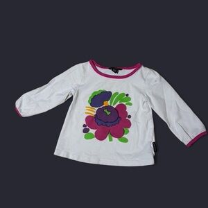 Marimekko Kids Long Sleeve Shirt - White with Purple Floral